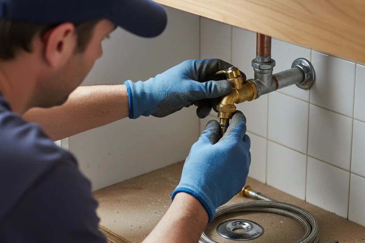Shutoff valve and fitting work during Burst Pipe Repair in Drums